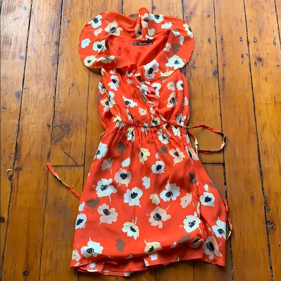 Zara Orange Floral Dress in XS - Picture 1 of 3